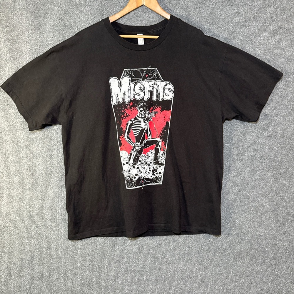 Misfits Shirt Mens 2XL‎ Black Skeleton Coffin Heavy Weight Graphic